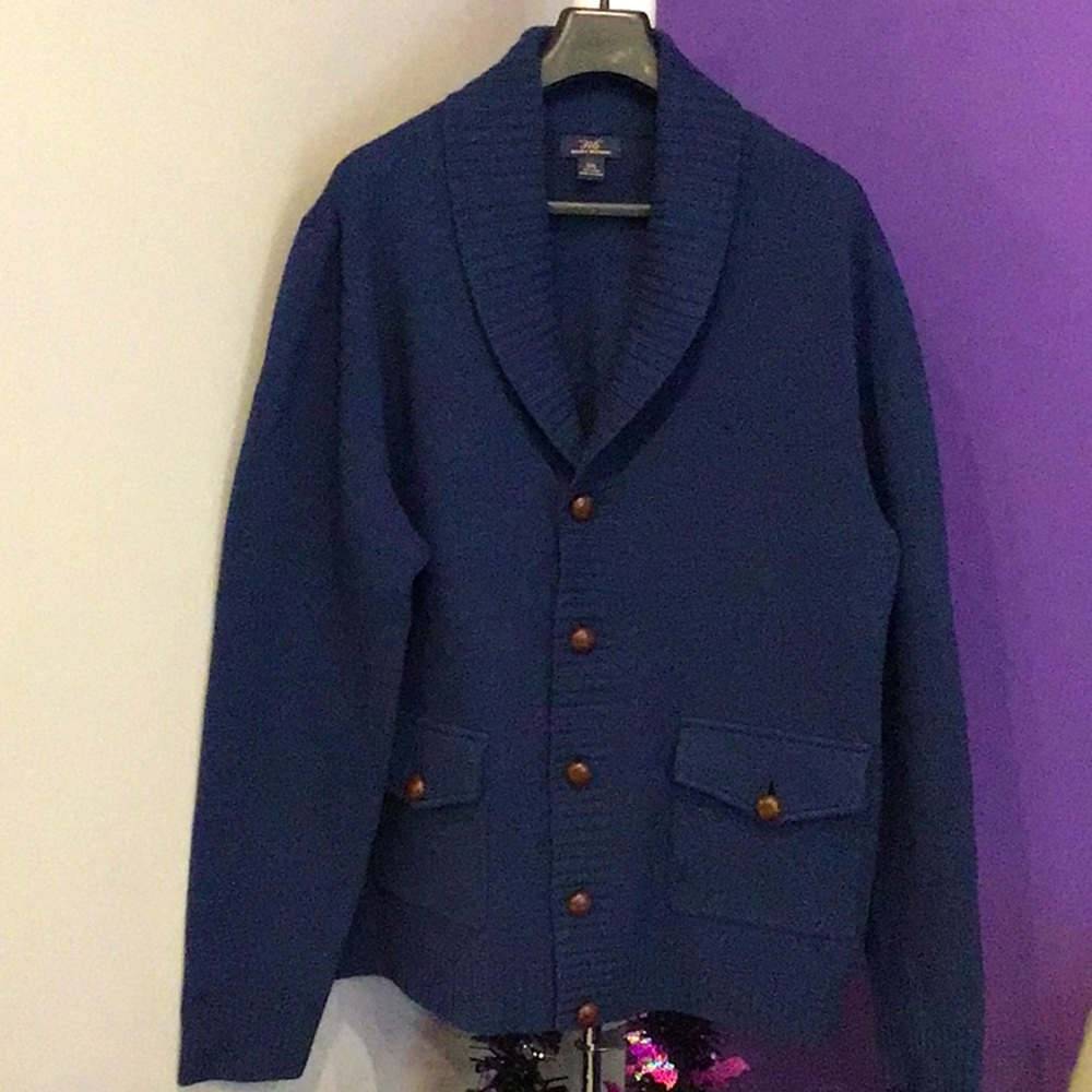 Brooks Brothers cardigan sweater ~ Patch Elbow ~ Size XXL ~ Navy Blue